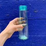 Aqua Blue Faceted Glass Diamond Water Bottle | 16 oz