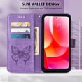 thumbnail image 2 of ELEHOLD for iPhone 13 Case Wallet with Wrist Strap, Butterfly Embossed PU Leather Folio Flip Case with Magnetic Closure Credit Card Holder Kickstand,Purple, 2 of 6