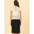 thumbnail image 4 of INSPIRE CHIC Women's Keyhole Back Top Short Sleeve Stand Collar Semi Sheer Blouse, 4 of 6