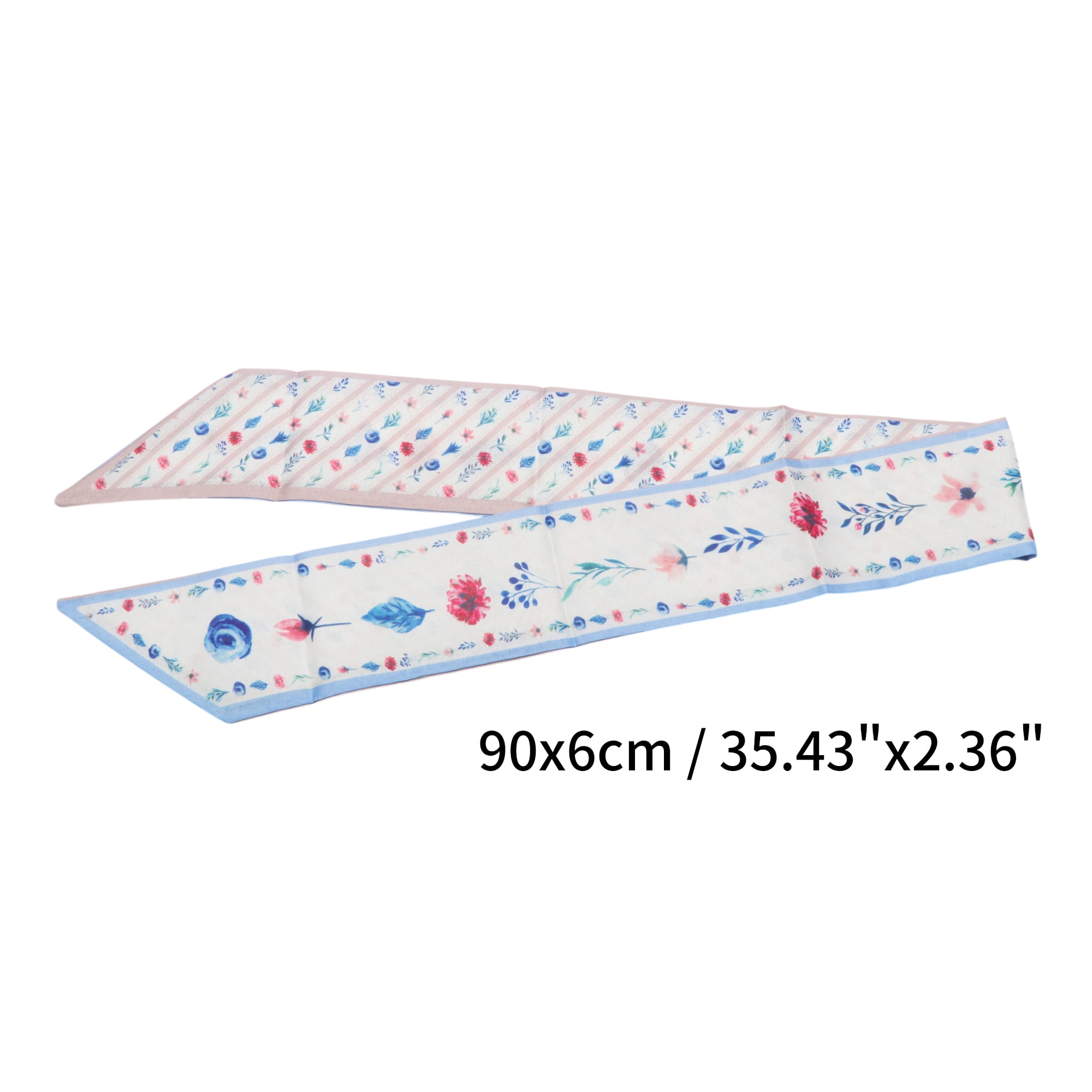 Unique Bargains Floral Long Ribbon Headband for Women Blue 1 Pc
