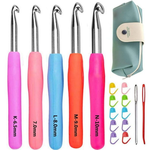 5 Aluminum Crochet Hooks Set, Various Yarn Needles Extra Long Crochet