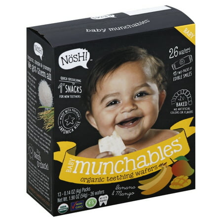 Nosh Baby Munchables Banana and Mango Organic Rice Teething Wafers (Case of (Best Organic Teething Biscuits)