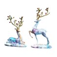 thumbnail image 2 of Dualoai Reindeer Figurines Resin Sitting Standing Deer Statues for Bookcase TV Stand, 2 of 9
