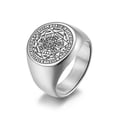 thumbnail image 1 of Anillo de acero inoxidable con forma de estrella, estilo punk, vintage, dorado y plateado, para hombre, estilo hip hop, con diseño de runas y estrellas misteriosas, joyería de moda, talla 9, plata, 1 of 5