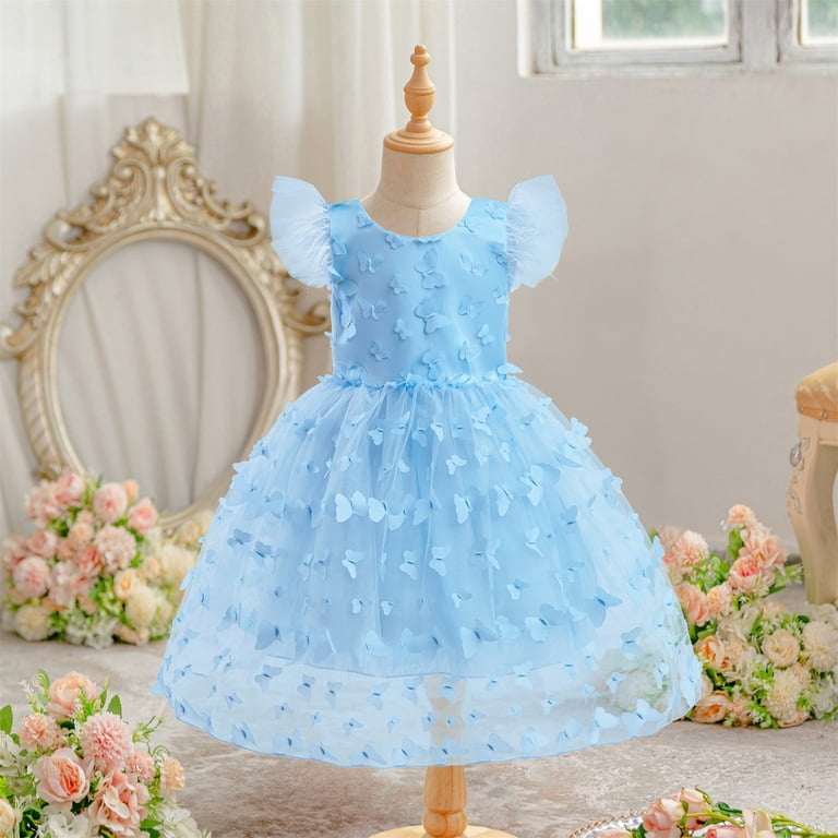 light blue toddler dress formal When Dreams Come True Blue Butterfly Dress Blue / 4T