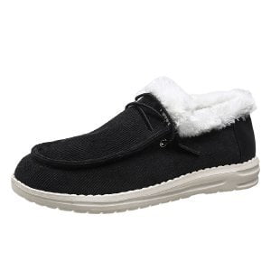 Zapatos de algodón cálidos de gamuza de gran tamaño para otoño e invierno, zapatos de nieve informales, zapatos de algodón de caña baja de vellón para mujer