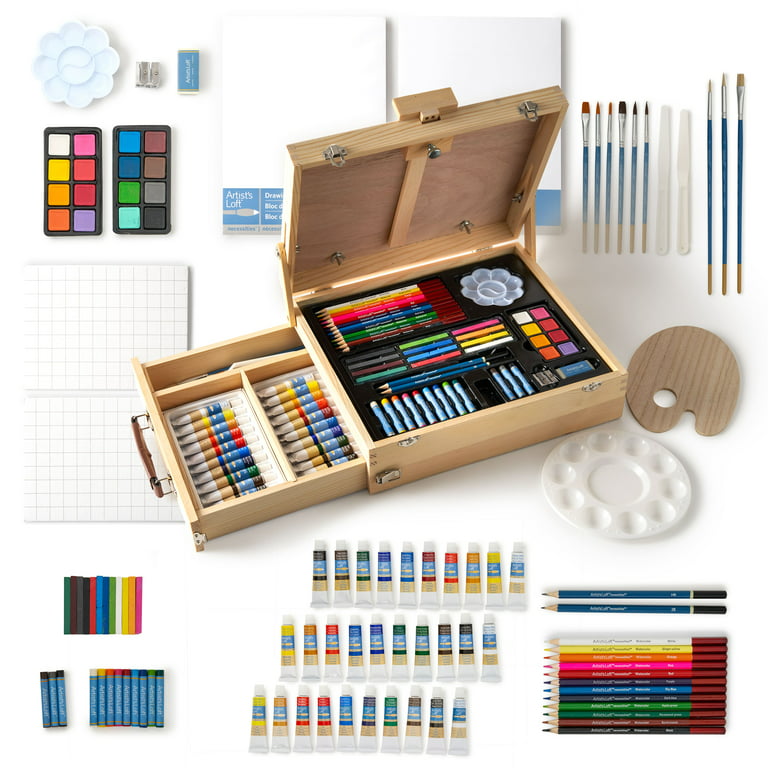 Professional Art Set, Art Supplies in Portable Wooden Case, 83