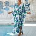 thumbnail image 2 of CIENVNSTG Womens Plus Size Swimsuit Cover Up Floral Print Lightweight Kaftan Dress with Kimono Sleeves for Beach Pool and Summer Loungewear Light Blue One Size, 2 of 5