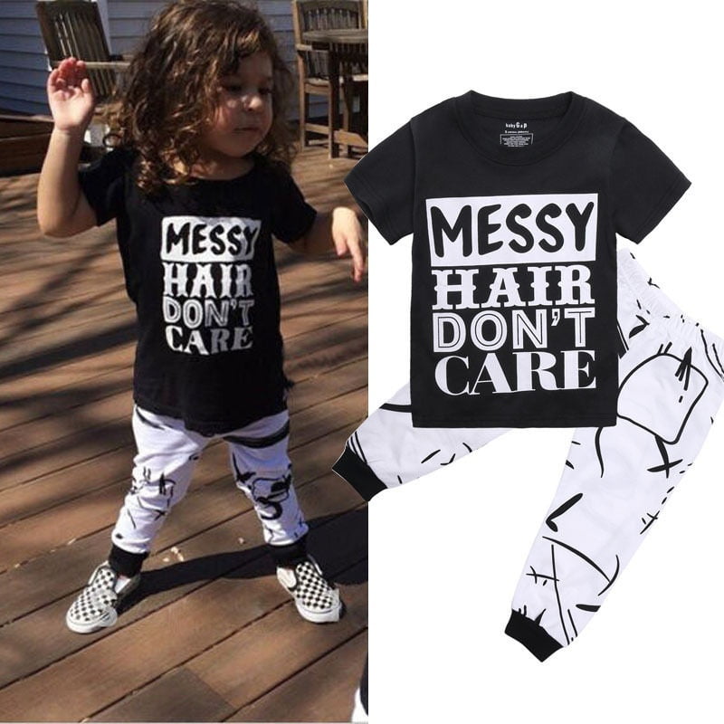 Toddler Kids Baby Girls Outfit Clothes T-shirt Tops+Long Pants Trousers ...