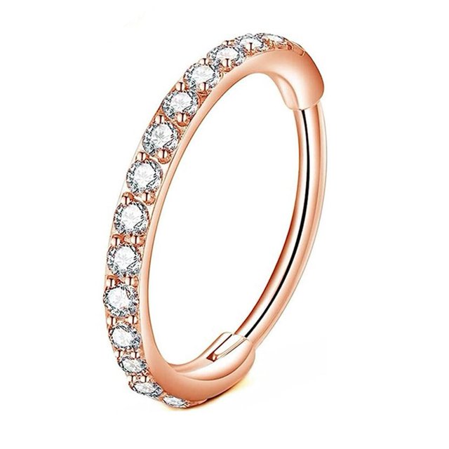 Dainty Nose Rings Hoop Piercing Jewelry Stainless Steel Body Piercing Jewelry Surgical Nose Segment Rhinestone Hinged Steel