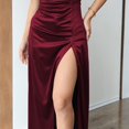 thumbnail image 5 of Women's Sexy Backless Satin Maxi Dress V-Neck High Split Spaghetti Strap Graduation Dress, 5 of 6