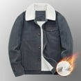 thumbnail image 5 of CHEEREAM Men's Winter Jacket Thick Thermal Cotton Warm Fleece Lined Coat Trucker Lapel Work Cargo Jackets for Men Gray 4XL, 5 of 8