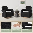 thumbnail image 3 of WestinTrends Mid-Century Modern Sherpa Swivel Barrel Accent Chair, Black, 3 of 7