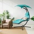 thumbnail image 1 of Costway Patio Hanging Lounge Chaise Hammock Chair  Removable Canopy Turquoise, 1 of 7