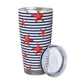 thumbnail image 2 of Bingfone Starfish Navy Blue Stripe for 20 Oz Stainless Steel Travel Mug Double Wall Water Coffee Cup for Home,Office, Outdoor Works Great for Ice Drinks and Hot Beverage-Straw Three-piece Set, 2 of 8
