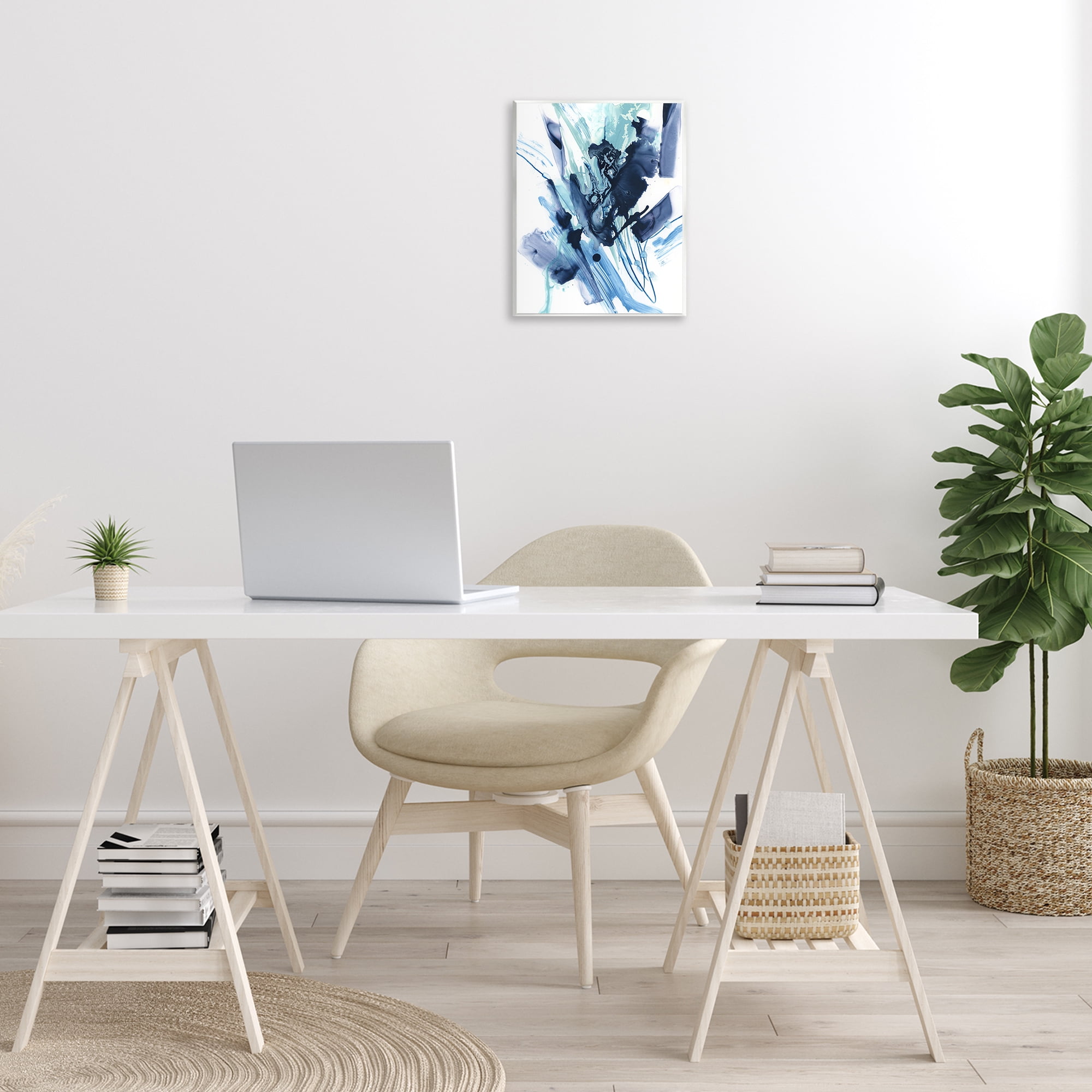 Stupell Industries Restless Blue Splash Abstract Painting Unframed Art Print Wall Art, 11 x 14