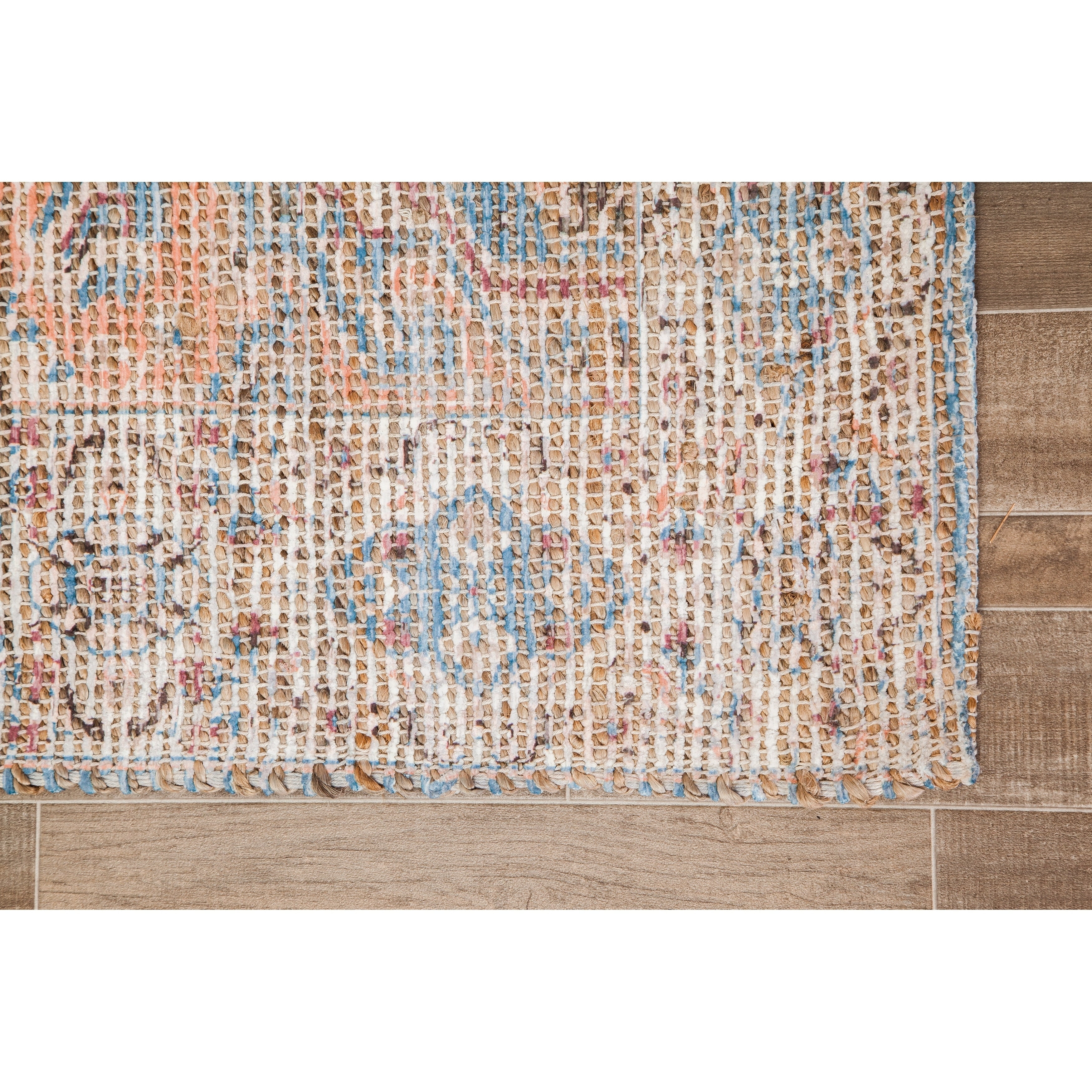 Jani  Davia Distressed Beige Jute-blend Rug 8' Round Oriental, Medallion, Geometric 8' Round Entryway, Living Room, Dining Room Round Braided