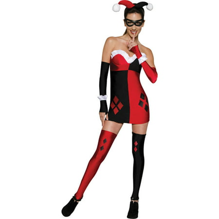 Morris Costumes Rubie's Womens Harley Quinn Joker's main squeeze! Dress, headpiece, eye mask, glovelets and thigh highs Costume Large, Style RU889965LG