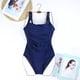 thumbnail image 3 of Bikini De Una Pieza Traje de baño de una pieza de verano sin espalda para mujer Traje de baño Ropa de playa (Azul oscuro S) Ygjytge para Mujer Azul oscuro T L, 3 of 8
