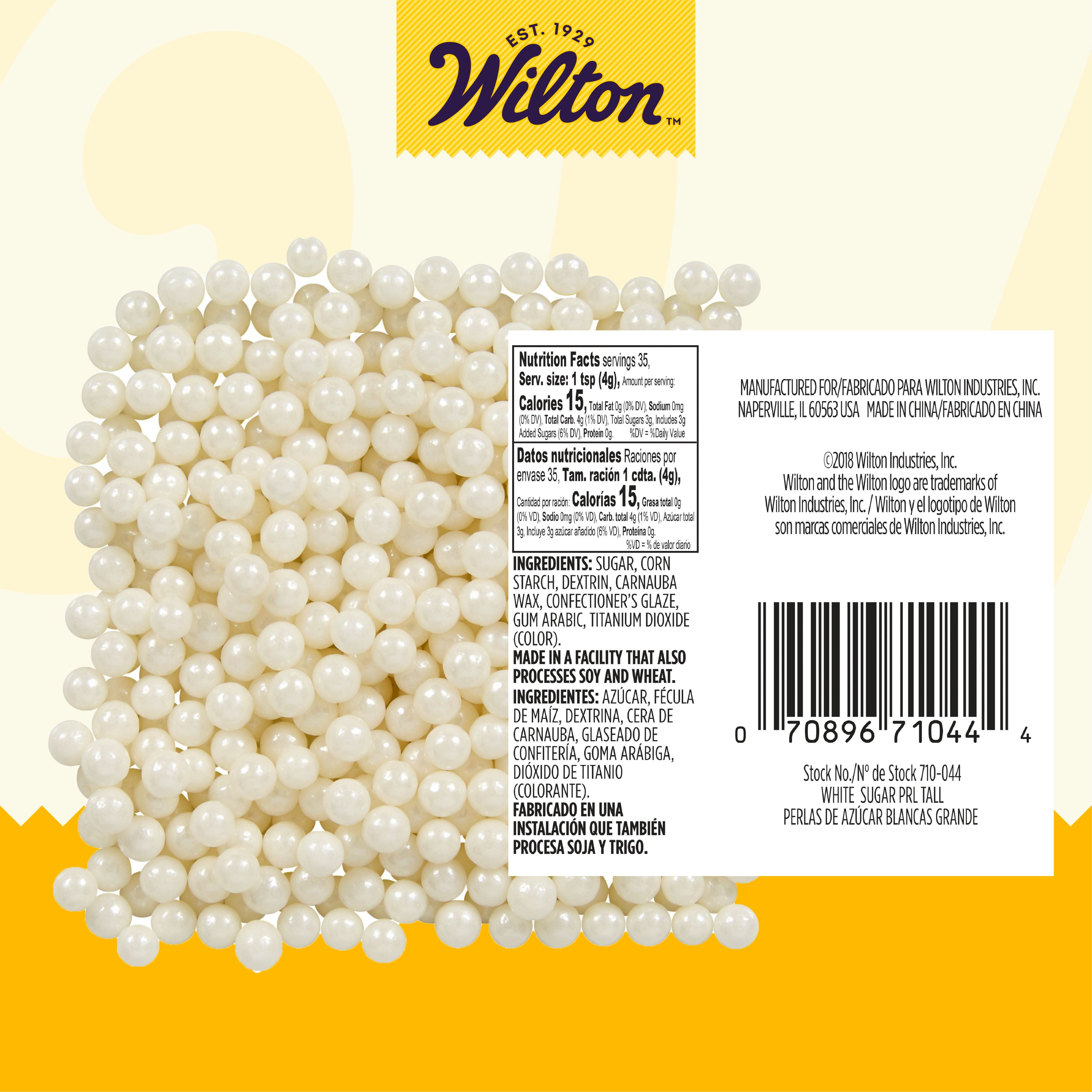 Wilton White Edible Sugar Pearls, Elegant Cake & Cupcake Sprinkles for Decorating, Wedding, & Baby Shower Dessert Toppers, 5 oz.
