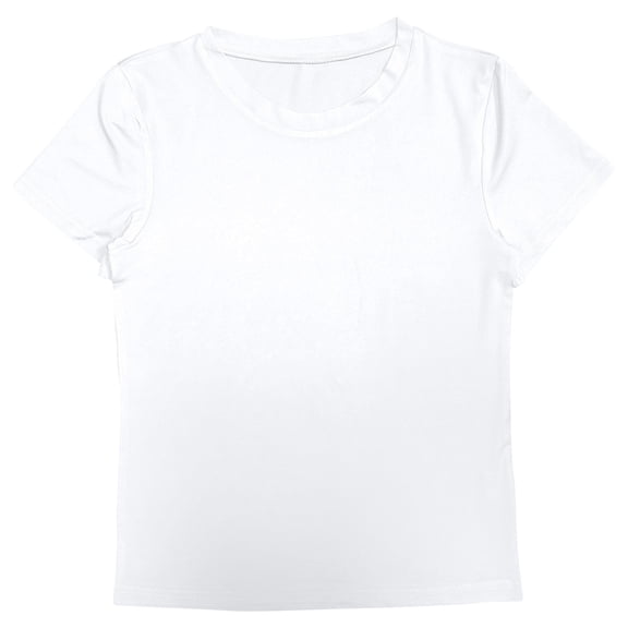 DHFJKG Women Summer Basic Top Casual Short Sleeve Solid Color White T Shirt Crewneck Loose Fit Tees Daily Wear Soft Trendy Tops