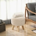 thumbnail image 2 of Costway Tabouret Rond Ottoman en Fausse Fourrure avec Siège Rembourré Blanc, 2 of 9
