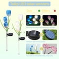 thumbnail image 4 of 2 Pack 6 Solar Flowers,Waterproof Solar Garden Flowers,LED Solar Flowers,Solar Tulip Lights for Lawn Garden Terrace Party(PVC 24.4 in,Blue,White), 4 of 9