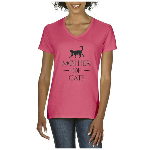Normal is Boring - Women's T-Shirt V-Neck Short Sleeve, up to Women Size 3XL - Mother of Cats
