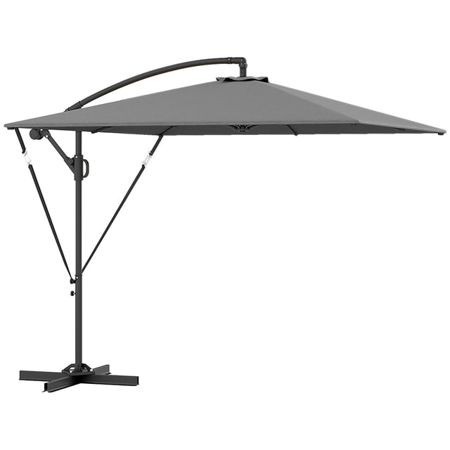 Outsunny Patio Offset Umbrella UPF 50+ UV Protection, Water-Resistant, Grey