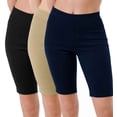 thumbnail image 2 of Women's 3 Pack 9" High Waist Slim Fit Side Slit Jean Style Bermuda Shorts S-3XL, 2 of 7