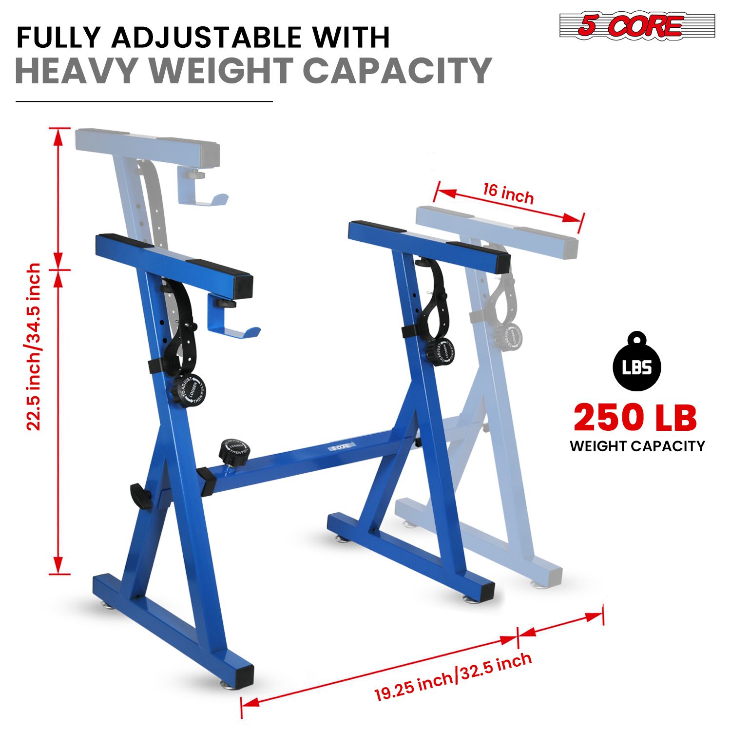 Z-Style Keyboard Stand, Adjustable Height & Width Piano Riser for 54-88 Key Digital Pianos, MIDI Keyboards, Portable Folding Music Stand with Heavy-Duty 250LB Capacity
