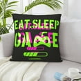 thumbnail image 6 of ZICANCN Eat Sleep Game Green Throw Pillow Covers, Bed Couch Sofa Knit Decorative Pillow Covers for Living Room Farmhouse, 16"x16", 6 of 8