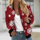 thumbnail image 1 of Chaqueta informal de manga larga sin capucha y con capucha para mujer, moderna, con estampado navideño, con cremallera y bolsillo, de poliéster., 1 of 5