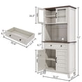 thumbnail image 7 of Kicctian 72" Tall Freestanding Kitchen Pantry Storage Cabinet with 2 Glass Doors and 2 Wooden Doors, Adjustable Shelves, Multi-Purpose Buffet Hutch for Dining Room or Bathroom, White, 7 of 7