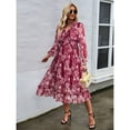 thumbnail image 2 of OUSIMEN Women's Casual Long Sleeve V Neck Loose Floral Dress Long Dresses Swing Dress for Women, 2 of 5