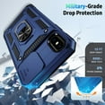 thumbnail image 4 of for iPhone X Case, iPhone Xs Case with Camera Lens Cover, HD Screen Protector, 10 FT Military Grade Drop Protection, Magnetic Ring Holder Kickstand Phone Case for iPhone X/Xs（Navy Blue）, 4 of 12
