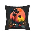 thumbnail image 4 of Set of 2 Tropical Throw Pillow Covers 18x18in - Vibrant Sunset Design with Palm Trees & Exotic Flowers for Couch Bed Car Decor, 4 of 8