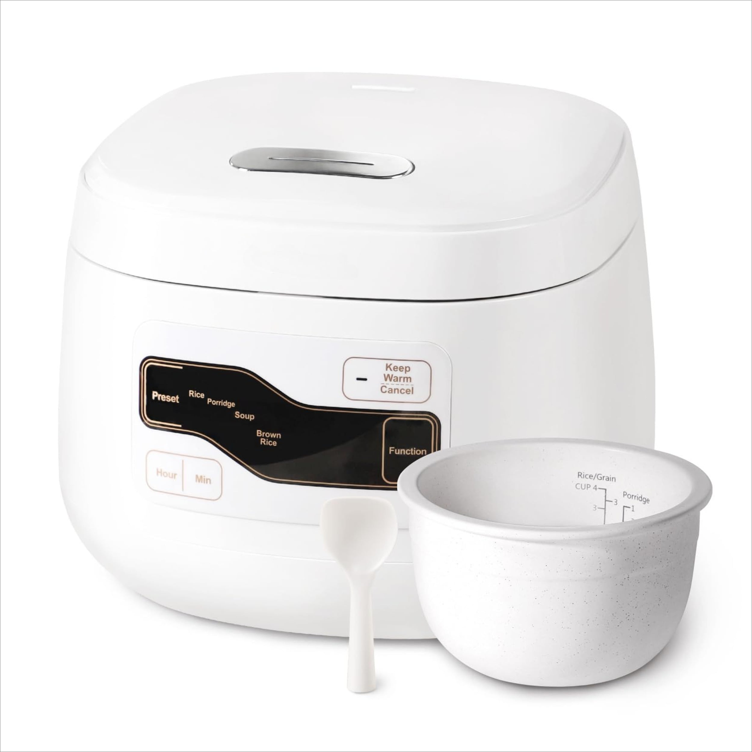 2L White Rice Cooker, with A Capacity of 4 Cups for Raw Rice, A Sturdy and Smooth Inner Pot, 24-hour Delay Start Function, Easy To Clean, Suitable for Home Kitchens and Restaurants.