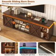 thumbnail image 6 of ANPOO 83" Farmhouse TV Stand for TVs up to 95" with LED Light and Power Outlets, Large Farmhouse Entertainment Center with 2 Sliding Storage Barn Doors and Adjustable Shelf for Living Room, Bedroom, 6 of 9