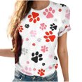 thumbnail image 1 of Plebaso T-Shirts Imprimés pour Femmes Col Rond Dégradé Manches Courtes Mode Ample T-Shirts pour Femmes, 1 of 4