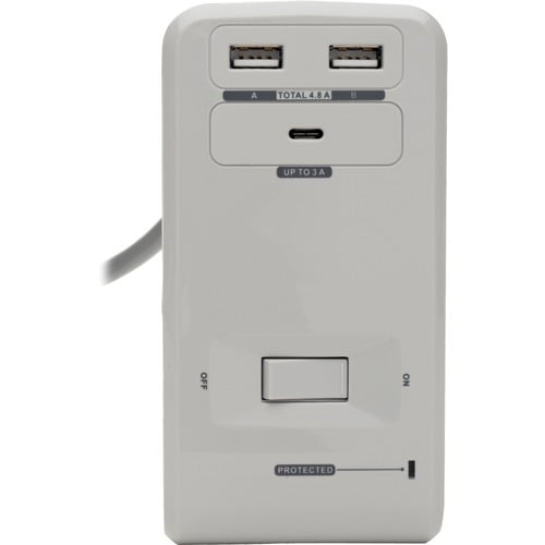 Tripp Lite Surge Protector Desk Clamp 6-Outlet 2 USB-A; 1 USB-C 8ft Cord