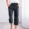thumbnail image 2 of BLVB Womens Summer Capri Pants Casual Loose Yoga Lounge Capris Straight Leg Beach Pants with Pockets, 2 of 6
