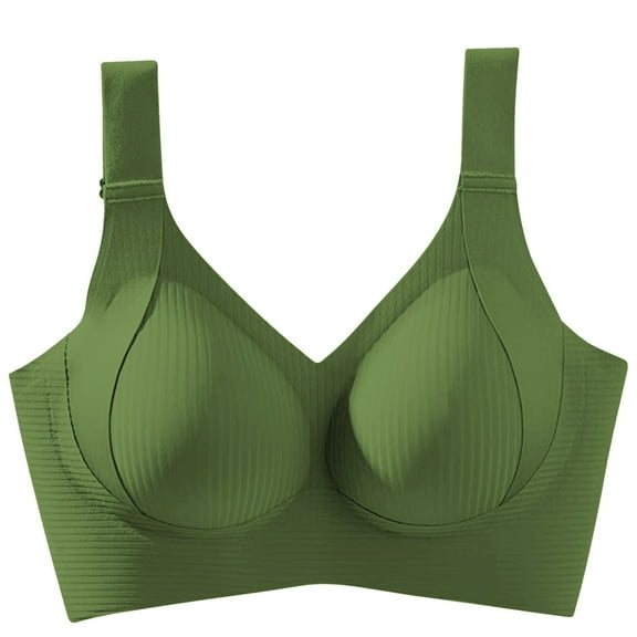 ATOYSOY Comfortable Wireless Everyday Bras for Women Ribbed Push Up Breathable Seamless Bra Bralette Everyday Underwear (Green,4XL)