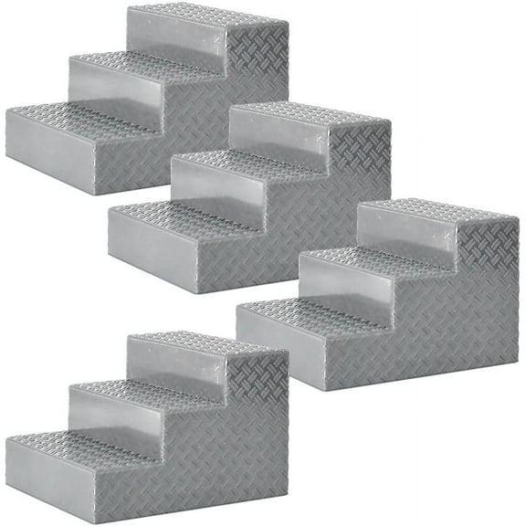 Set of 4 Silver Wrestling Ring Stairs for a WWE Wrestling Action Figure Ring