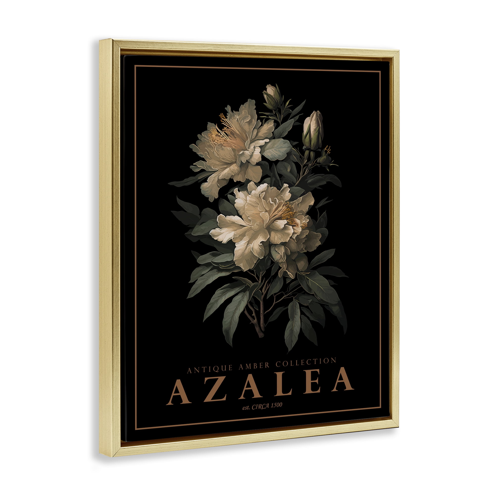Stupell Industries Antique Azalea Bushel Gold Framed Floater Canvas Wall Art, design by Christopher Giampietro