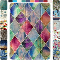 iPad 6 5 Air 1 2 Gen 9.7 Inch [iPad 6th 5th Air 1st 2nd ] MD785LL/A MD788LL/A MD786LL/A MD789LL/A MD787LL/A MD790LL/A Ultra Smart Auto Sleep / Wake Printed PC Cover - Diamond Grid