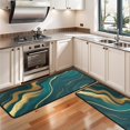 thumbnail image 3 of Kitchen Rugs Sets Of 2,Teal Gold Wave Marble Pattern Anti Fatigue Kitchen Mat Rugs Non Slip Washable,Decorative Kitchen Floor Mats for Kitchen,Sink,Laundry,17"x47"+17"x47", 3 of 5
