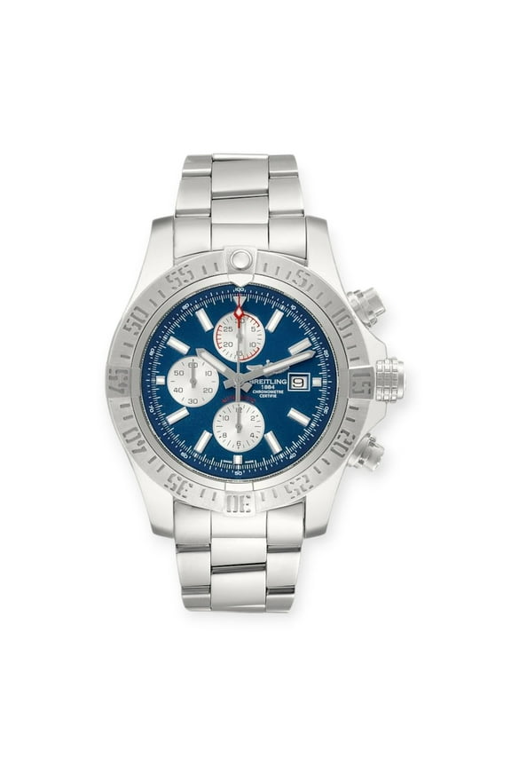 Pre-Owned Breitling Aeromarine Super Avenger A13371 Blue Dial Steel Mens Watch