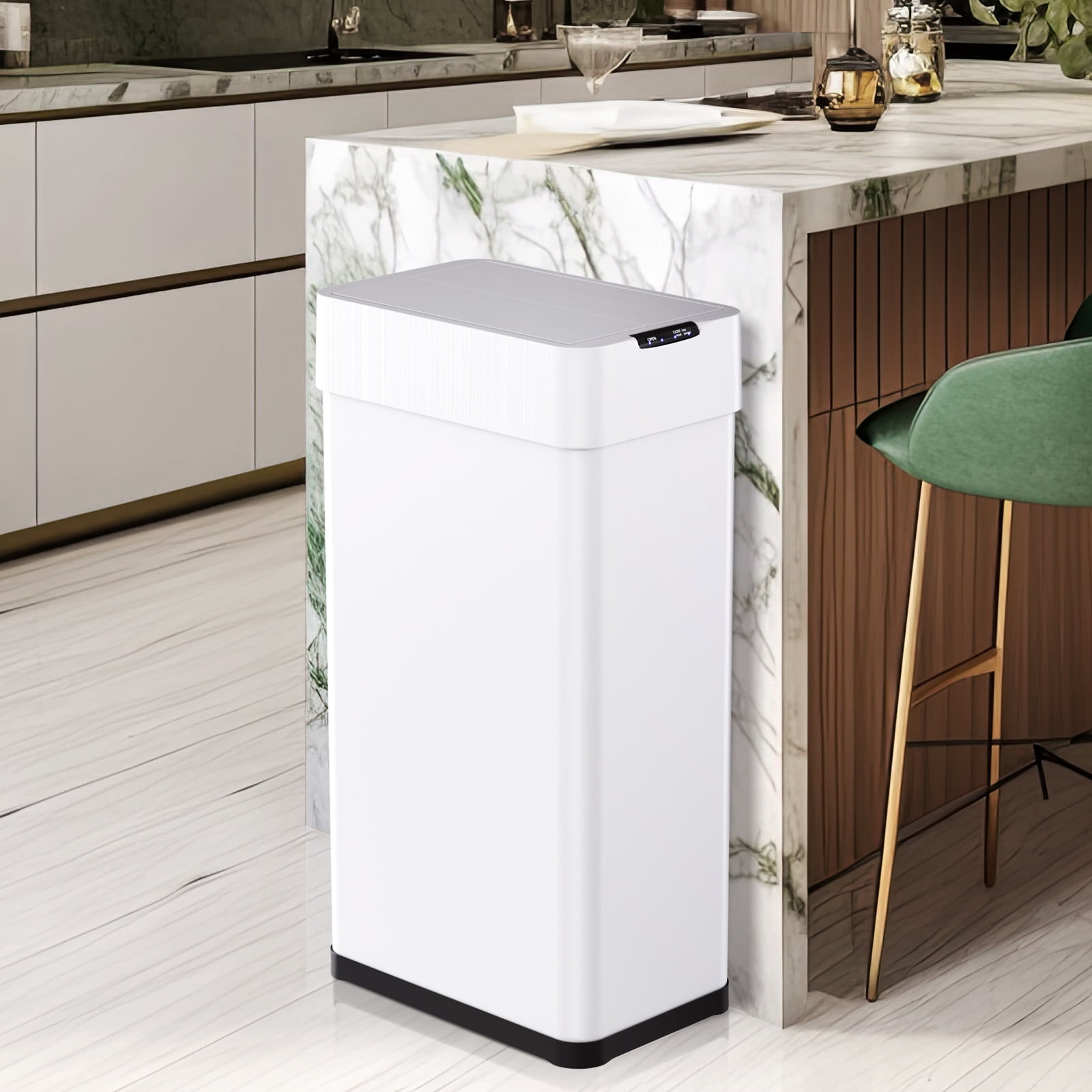 Arlopu 18.5 gal Motion Sensor Kitchen Garbage Can Stainless Steel Automatic Trash Can with Butterfly Lid for Kitchen, Office, Living Room