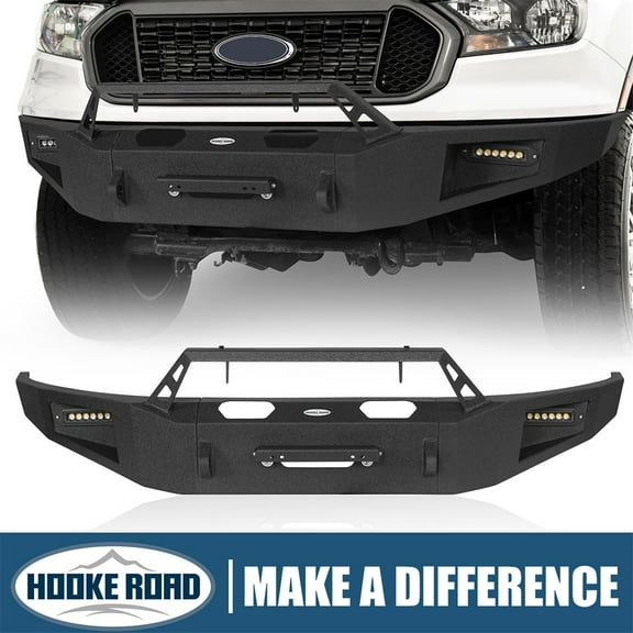 Hooke Road Front Bumper w/ Winch Plate & LED Lights Fit Ford Ranger 2019-2023